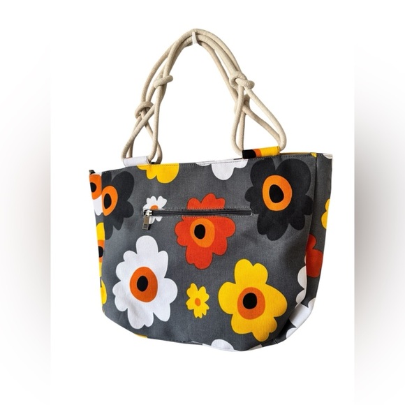 Farmhouse Is My Style Canvas Floral Gray Tote Hand Bag Purse and Wallet Set - Picture 6 of 16